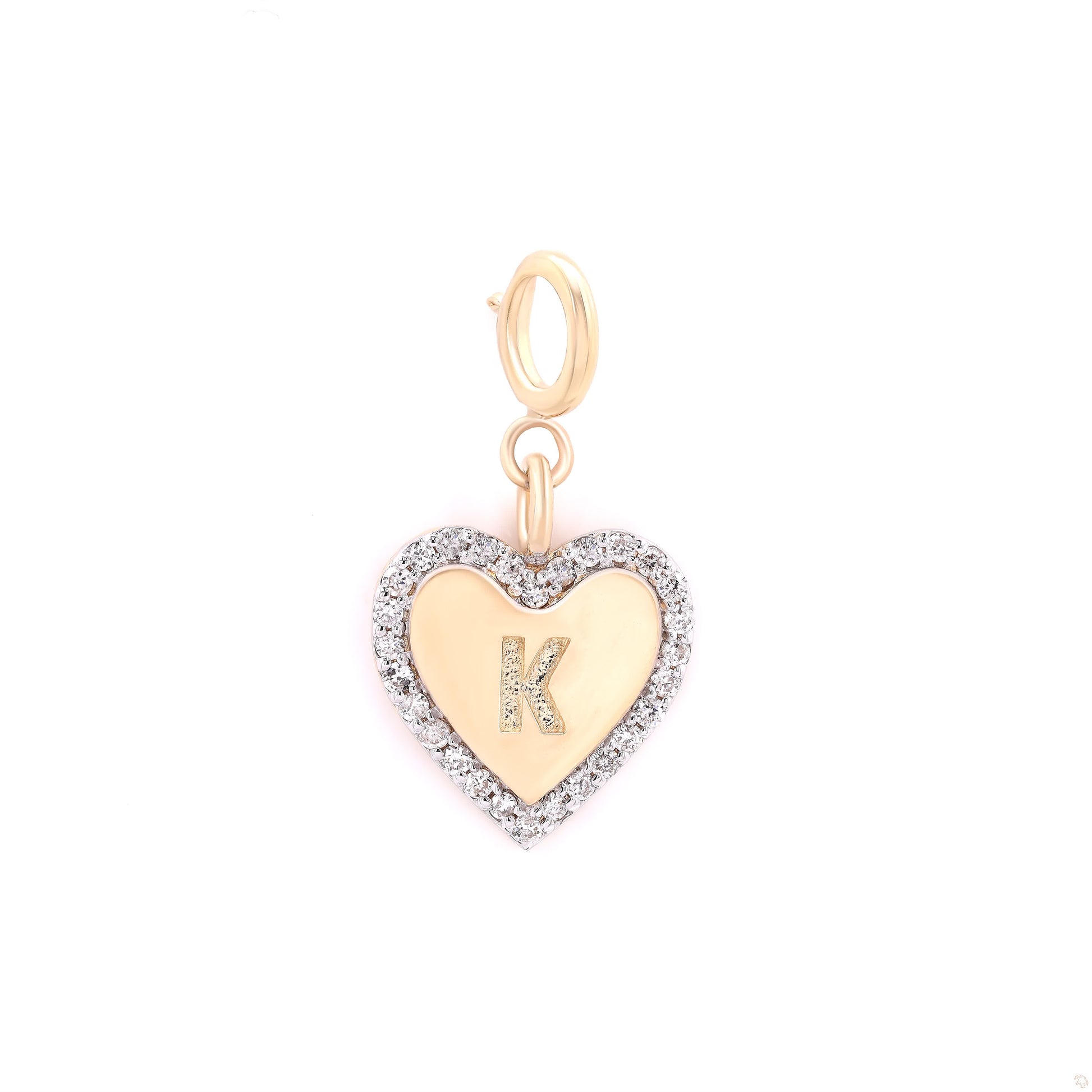 Embossed Initial Heart Layering Charm — P01119
