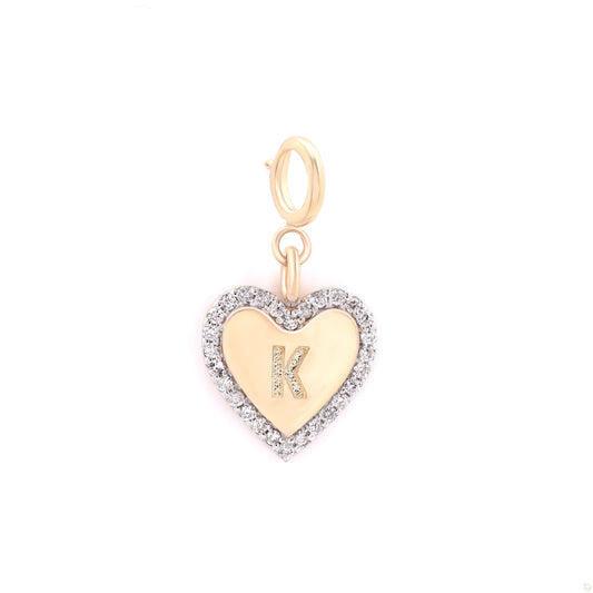 Embossed Initial Heart Layering Charm — P01119