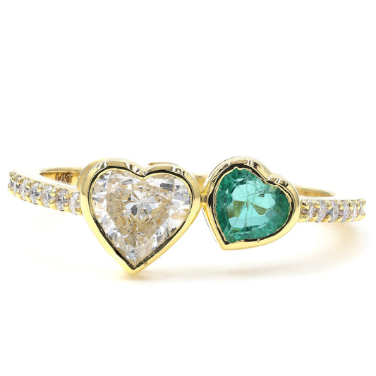 Heart Diamond Natural Emerald Ring