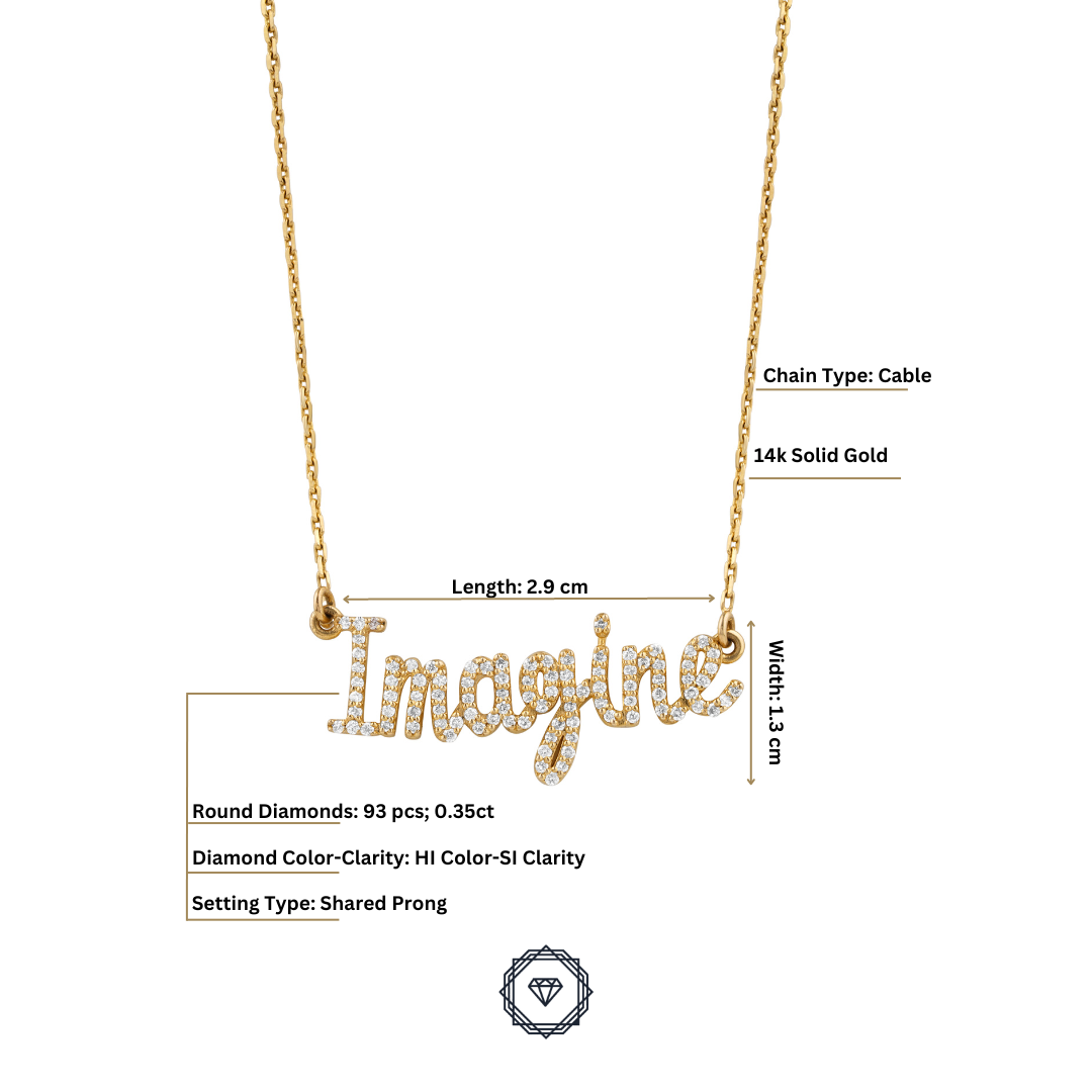 Imagine Script Diamond Necklace — SJKJP532