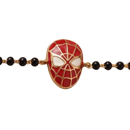 red web mask charm in 14k gold kids nazariya with white enamel eyes