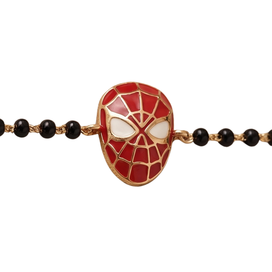 red web mask charm in 14k gold kids nazariya with white enamel eyes