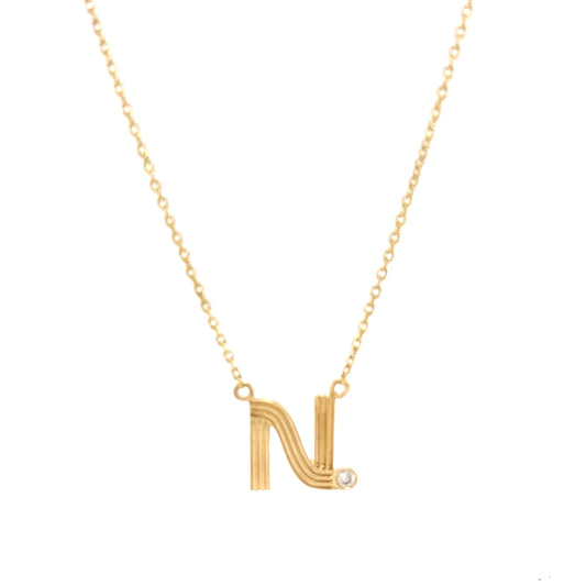 Ribbed Initial Diamond Necklace - IPD2096xilbr2043