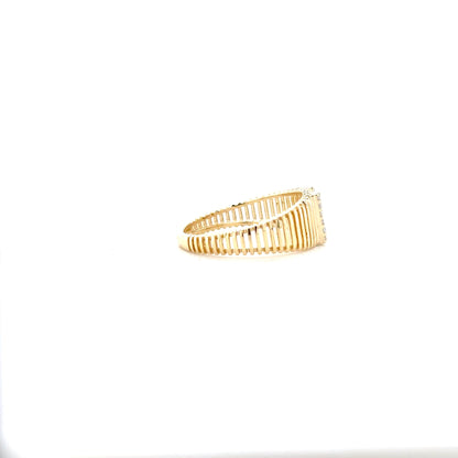 Ribbed Band Initial Diamond Ring - ILR4095