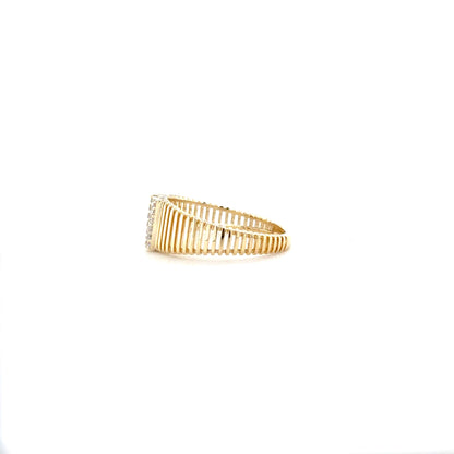 Ribbed Band Initial Diamond Ring - ILR4095
