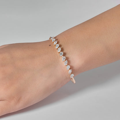 Multi-Shape Natural Diamond Cluster Wave Bracelet in Solid Gold