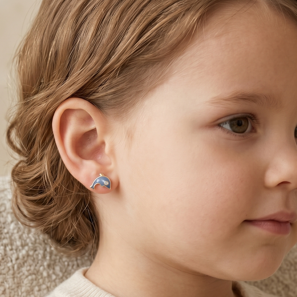 Kids Dolphin Diamond Earrings