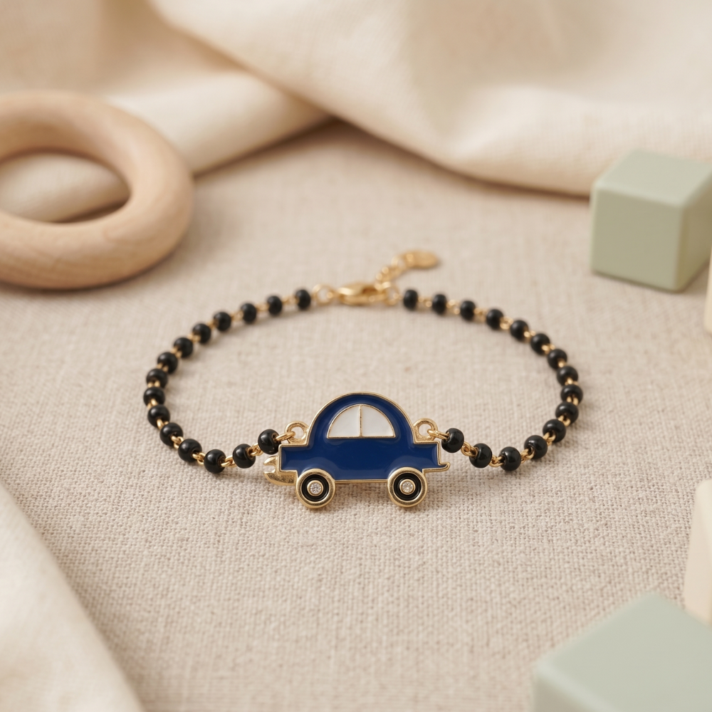 Car nazariya in gift box — 14k gold kids nazariya bracelet ready for baby gifting