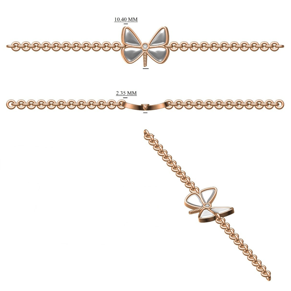 side angle detail of black bead chain — 14k gold kids nazariya with dragonfly charm