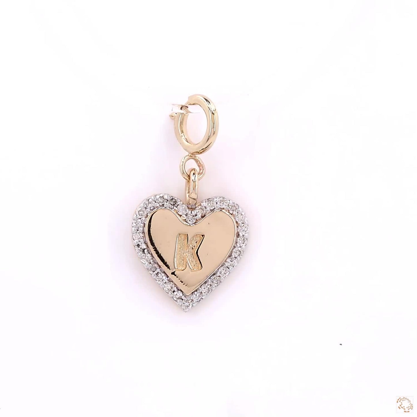 Embossed Initial Heart Layering Charm — P01119