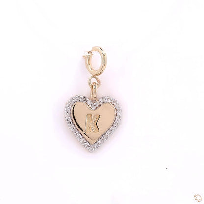 Embossed Initial Heart Layering Charm — P01119