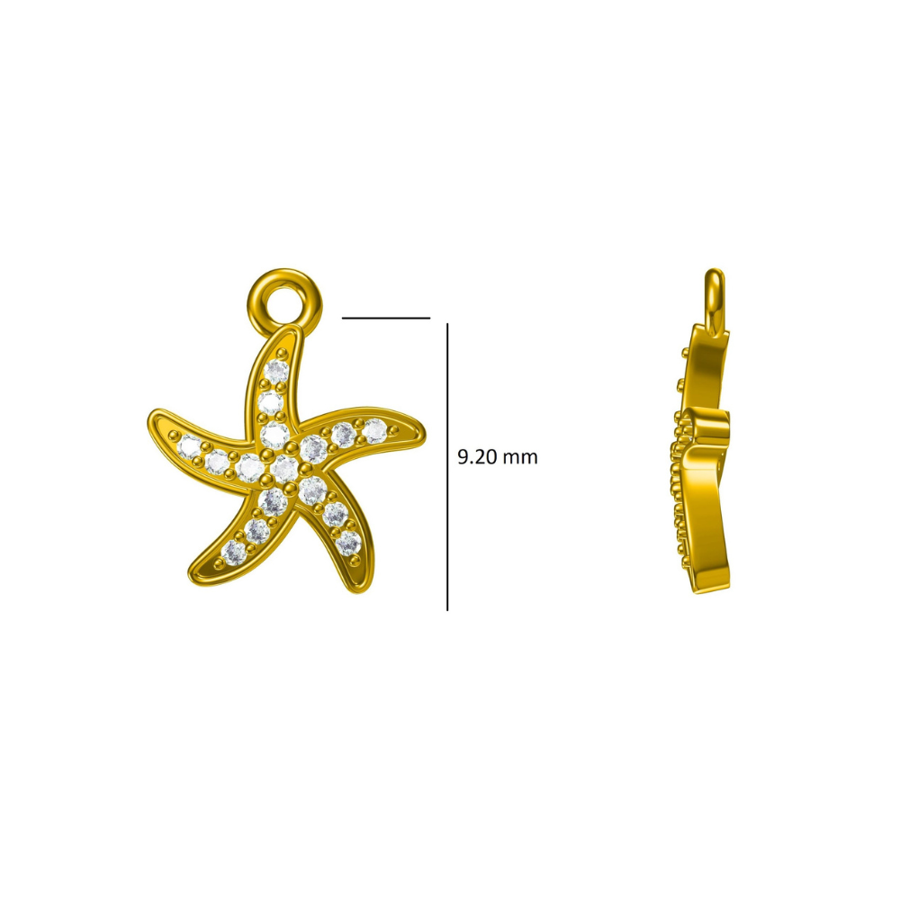 Side angle of starfish charm bracelet — 14k gold starfish kids nazariya with diamond detail