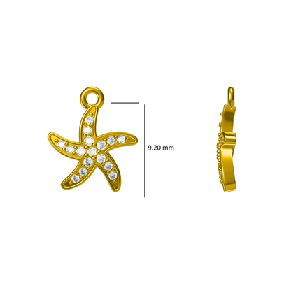 Side angle of starfish charm bracelet — 14k gold starfish kids nazariya with diamond detail