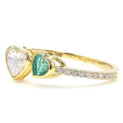 Heart Diamond Natural Emerald Ring