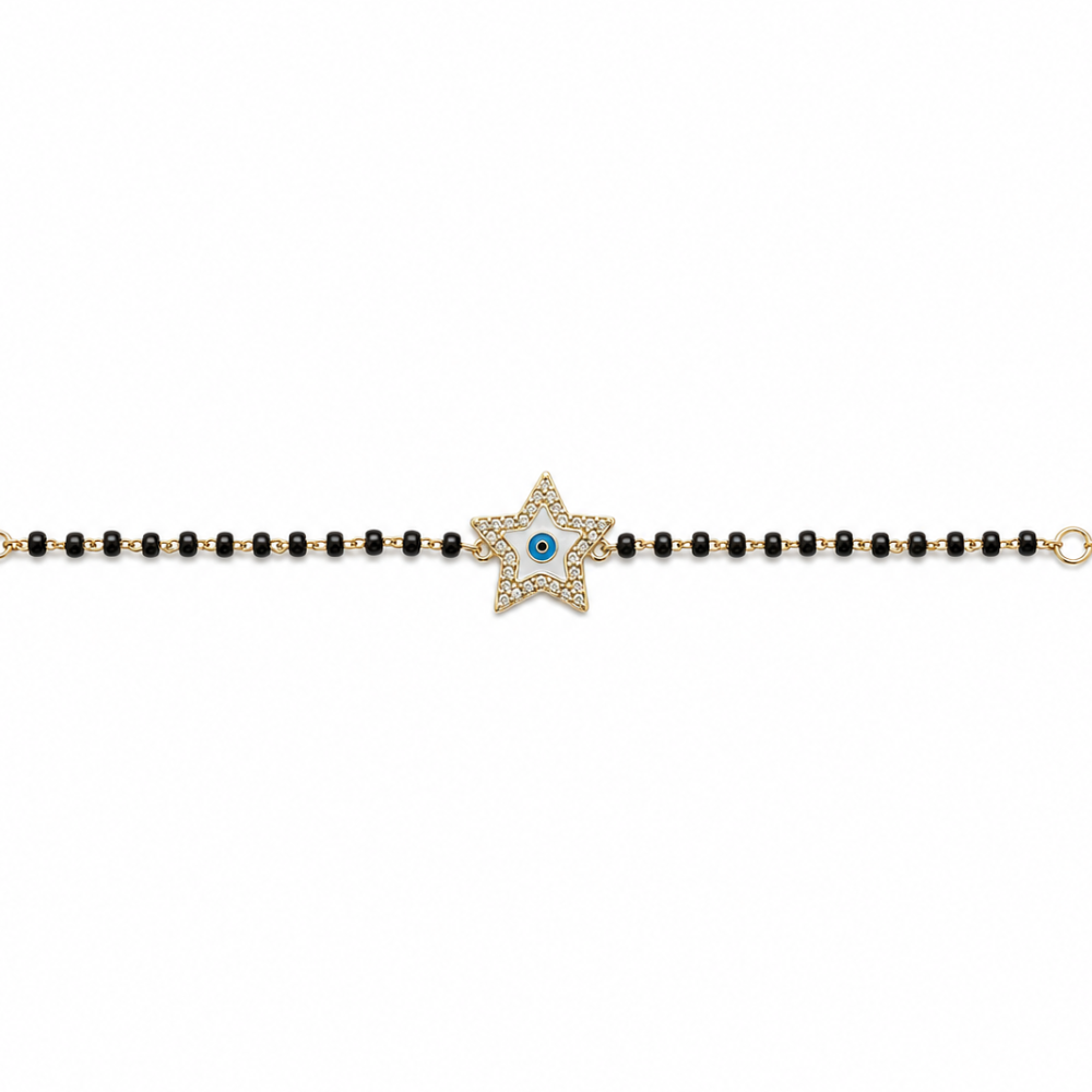 Diamond close-up — 14K yellow gold star kids nazariya with pavé-set natural diamonds
