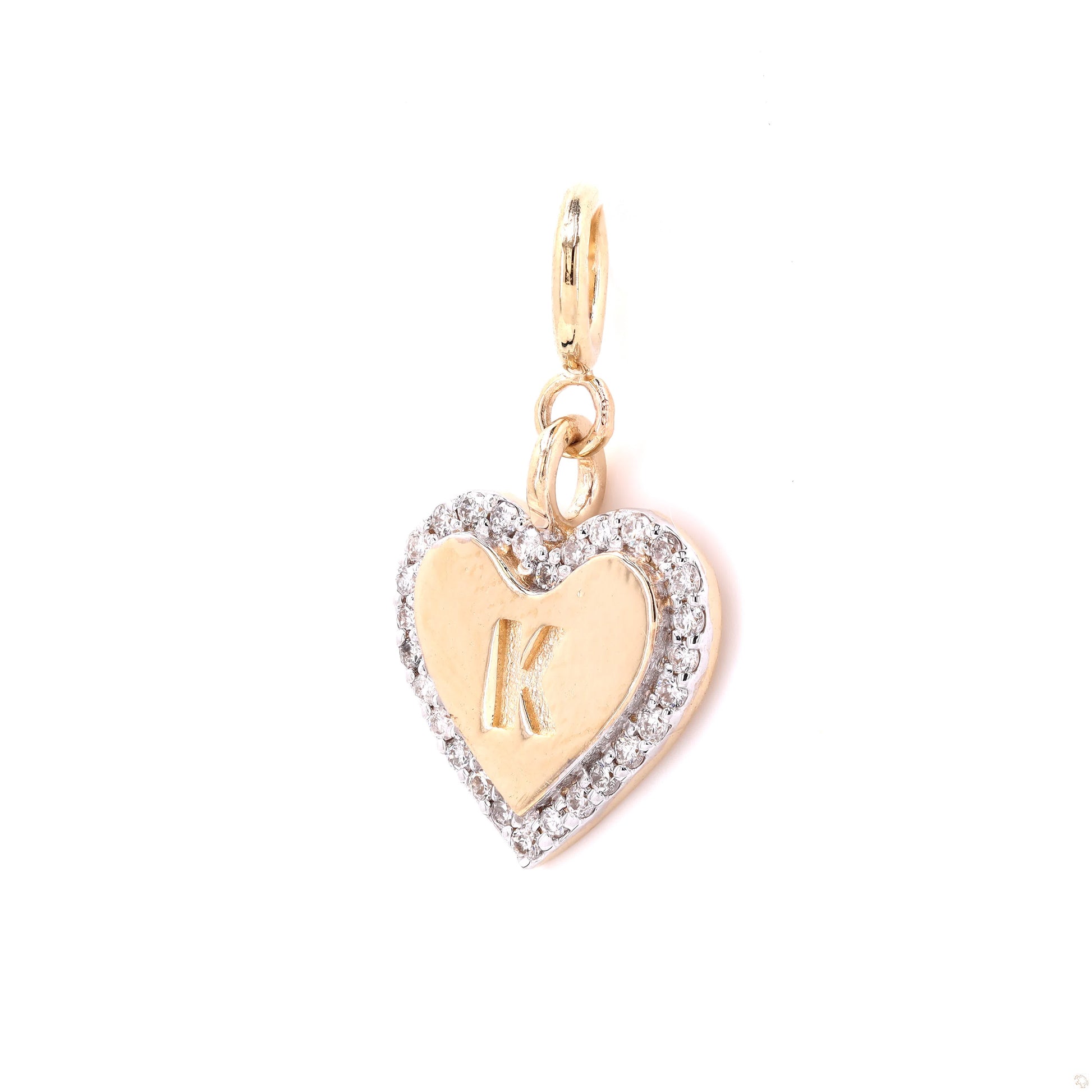 Embossed Initial Heart Layering Charm — P01119