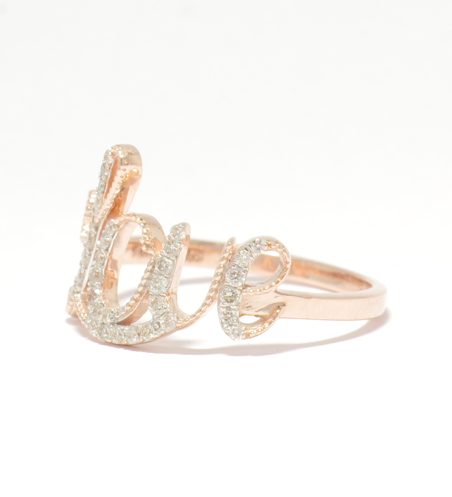 14kt Love Script Diamond Ring — lr2086