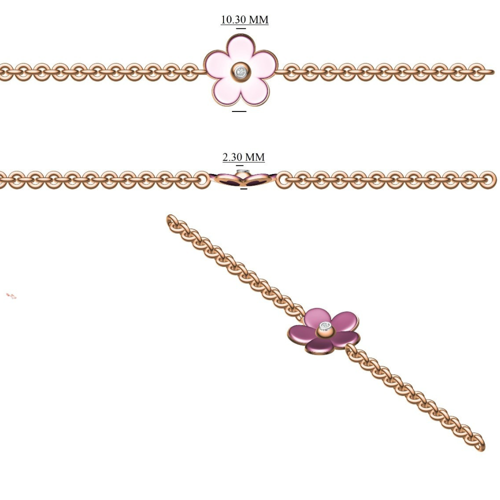 Pink Flower Kids Nazariya Diamond Bracelet