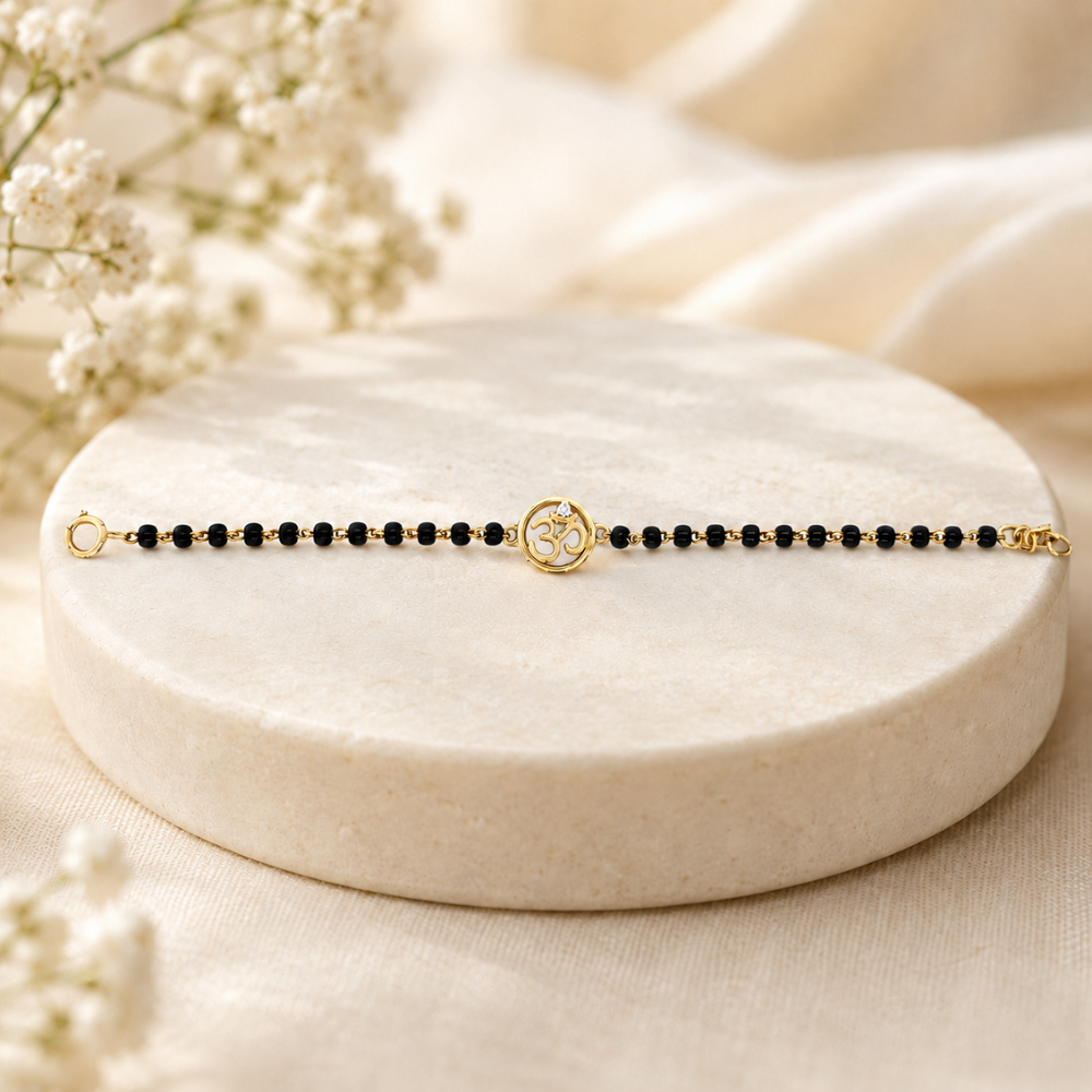 14k gold kids nazariya with Om charm for baby gifting