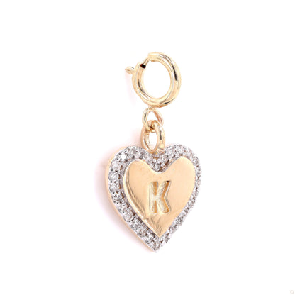 Embossed Initial Heart Layering Charm — P01119