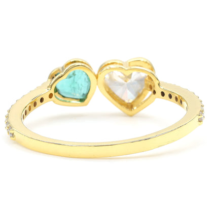 Heart Diamond Natural Emerald Ring
