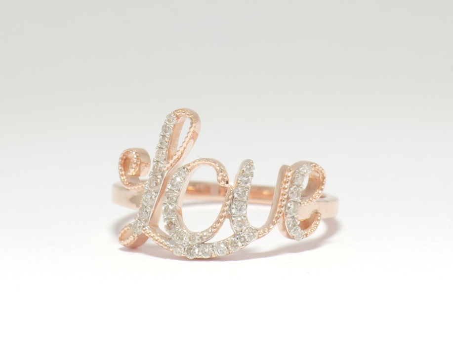 14kt Love Script Diamond Ring — lr2086