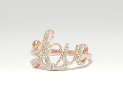 14kt Love Script Diamond Ring — lr2086