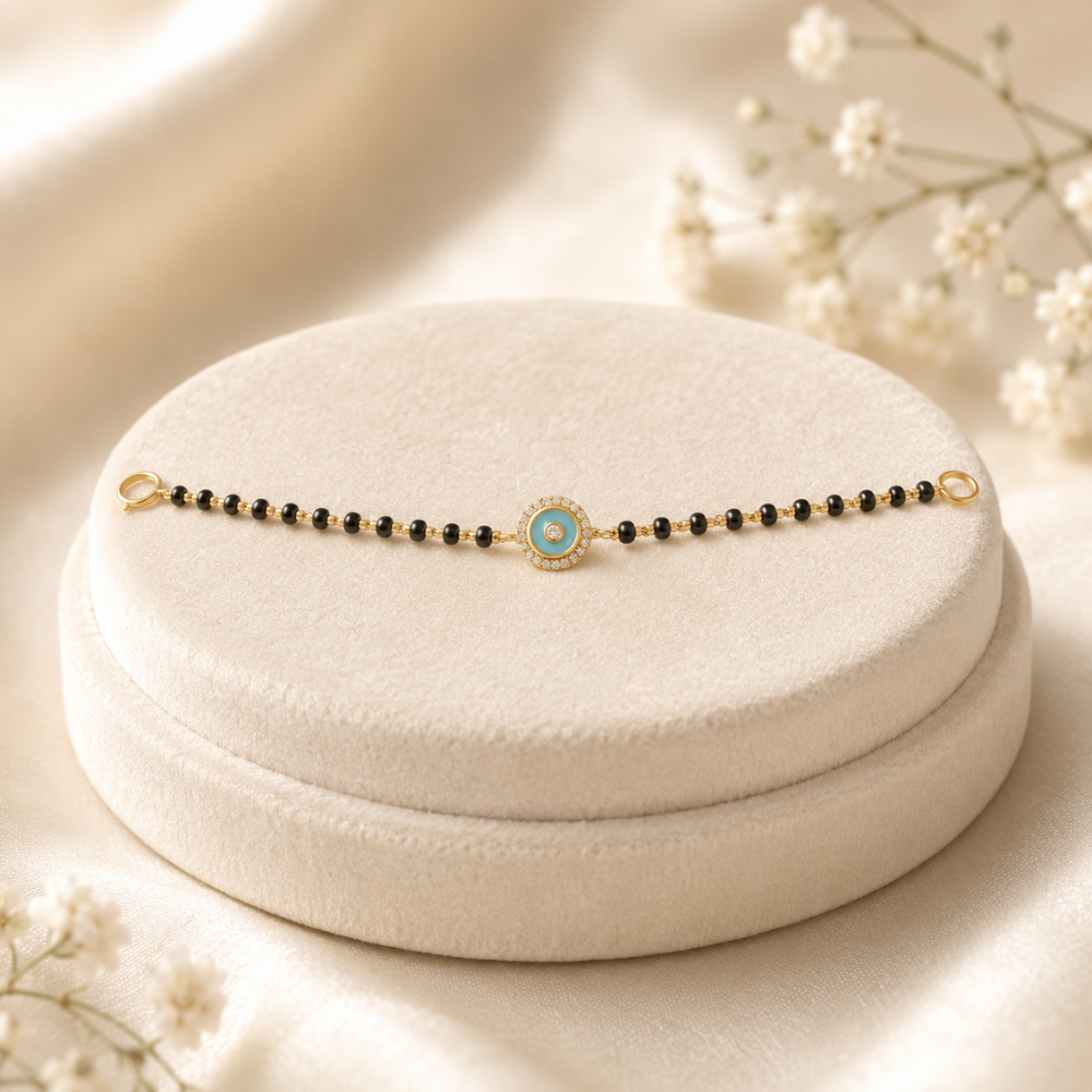 Gift box with baby bracelet — 14k gold kids nazariya evil eye gift detail