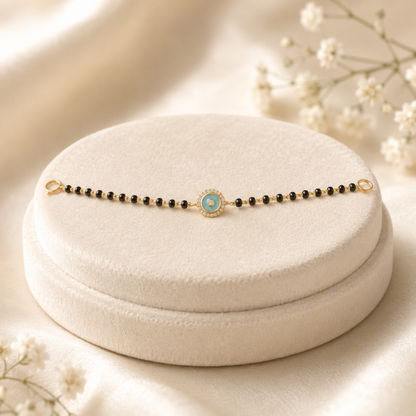 Gift box with baby bracelet — 14k gold kids nazariya evil eye gift detail