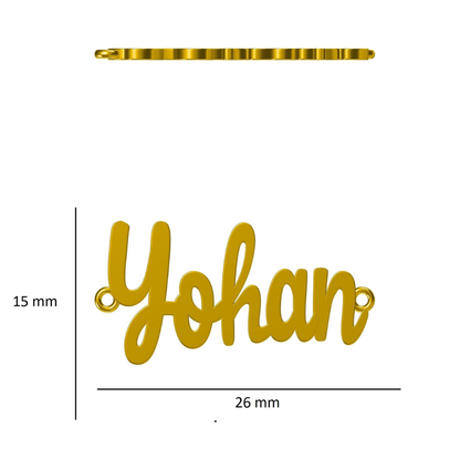 Side view of custom name bracelet — 14k gold kids nazariya with black bead chain