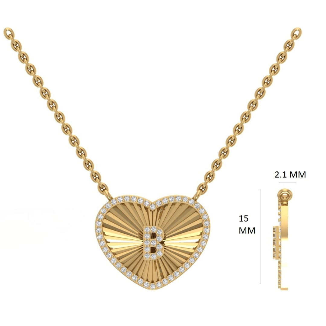 Heart Initial Medallion Diamond Necklace