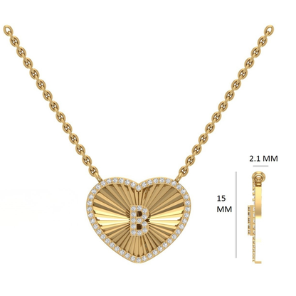 Heart Initial Medallion Diamond Necklace
