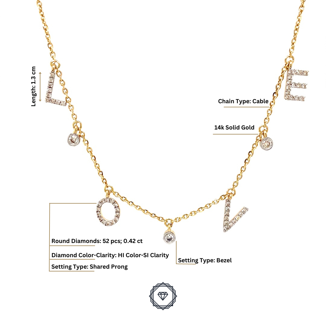 Dangle Love Letter Diamond Necklace — cn0161