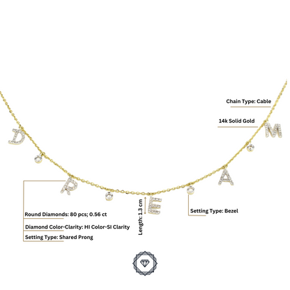 Dangle Dream Letter Diamond Necklace — CNDREAM01