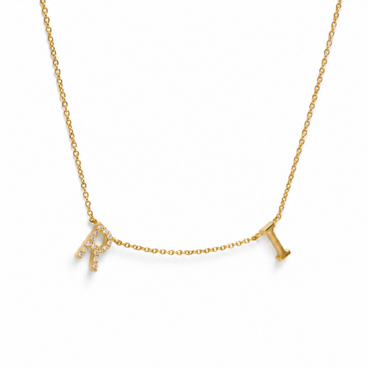 Two Initial Diamond Charm Necklace - IPD2046X2054