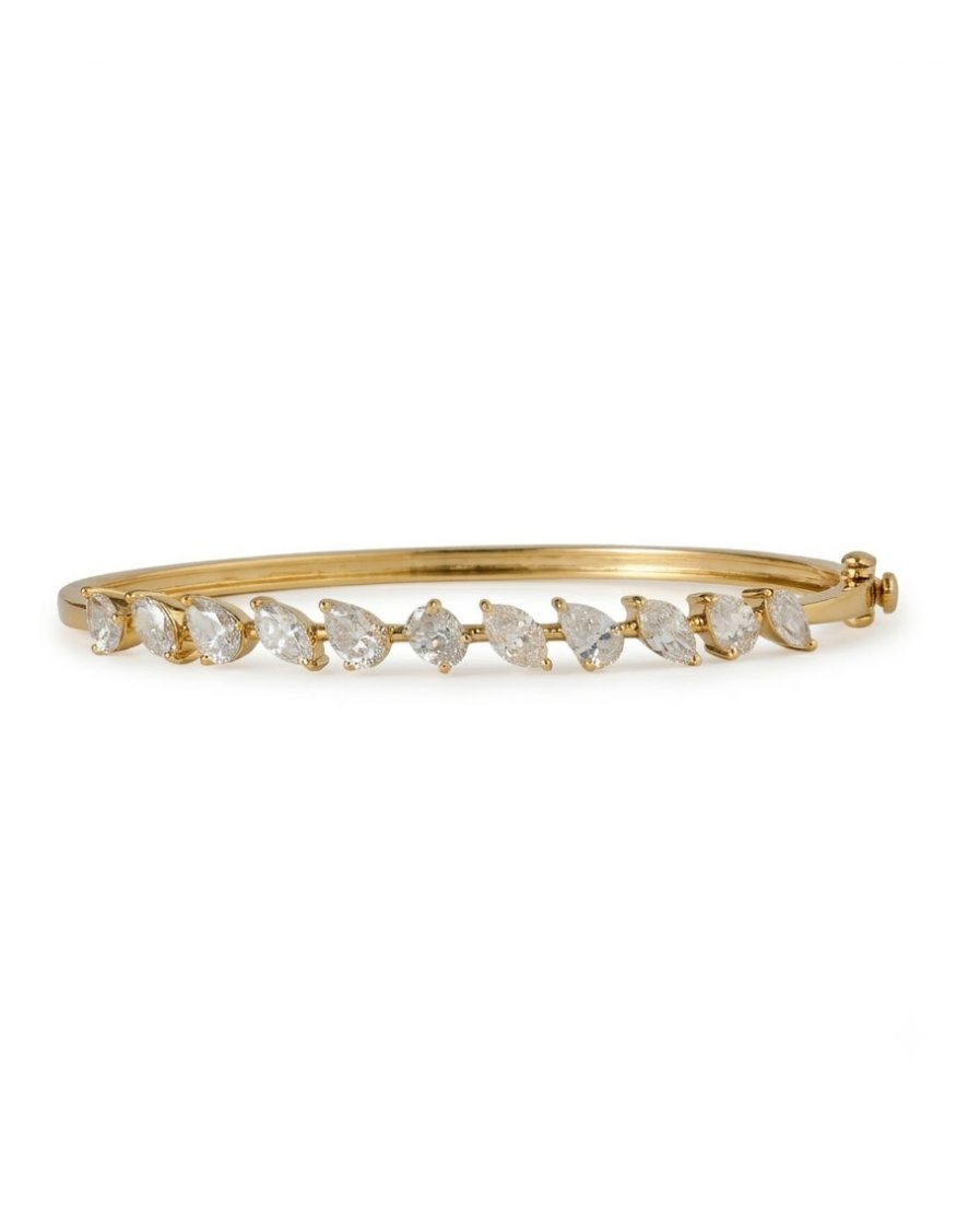 Multi-Shape Natural Diamond Cluster Wave Bracelet in Solid Gold - B5149
