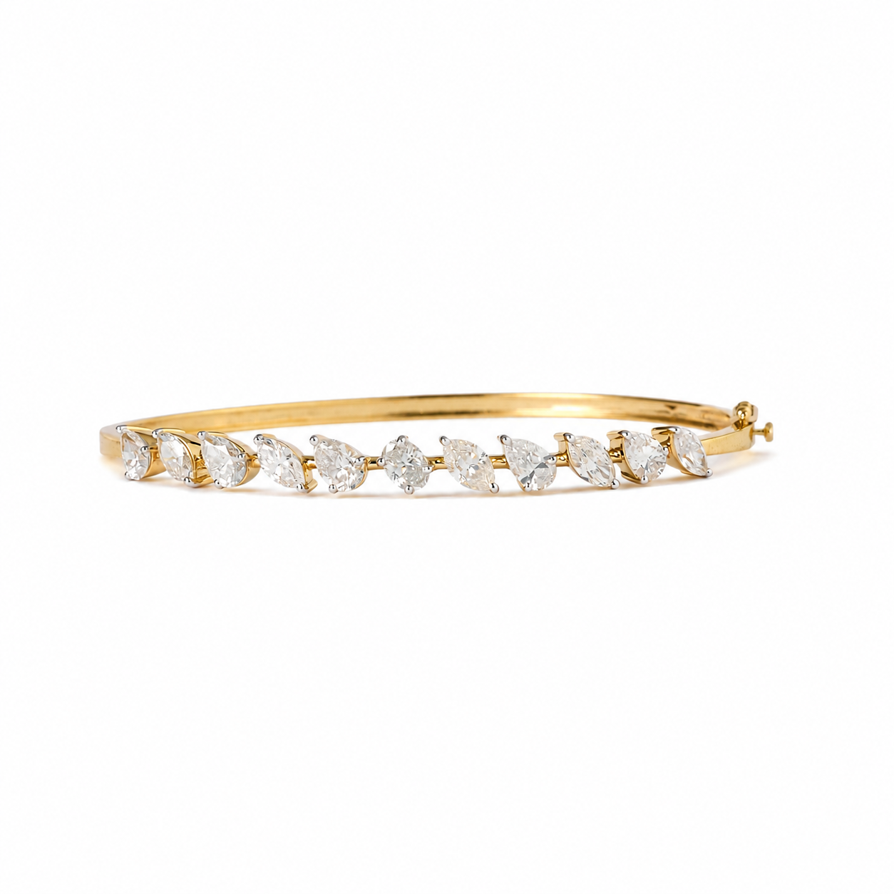 Multi-Shape Natural Diamond Cluster Wave Bracelet in Solid Gold - B5149