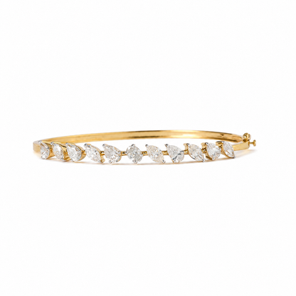 Multi-Shape Natural Diamond Cluster Wave Bracelet in Solid Gold - B5149