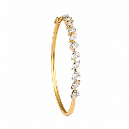Multi-Shape Natural Diamond Cluster Wave Bracelet in Solid Gold - B5149