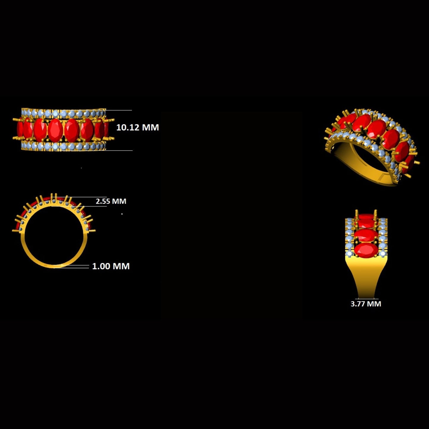 Natural Oval Ruby & Diamond Band Ring