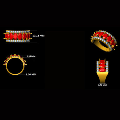 Natural Oval Ruby & Diamond Band Ring