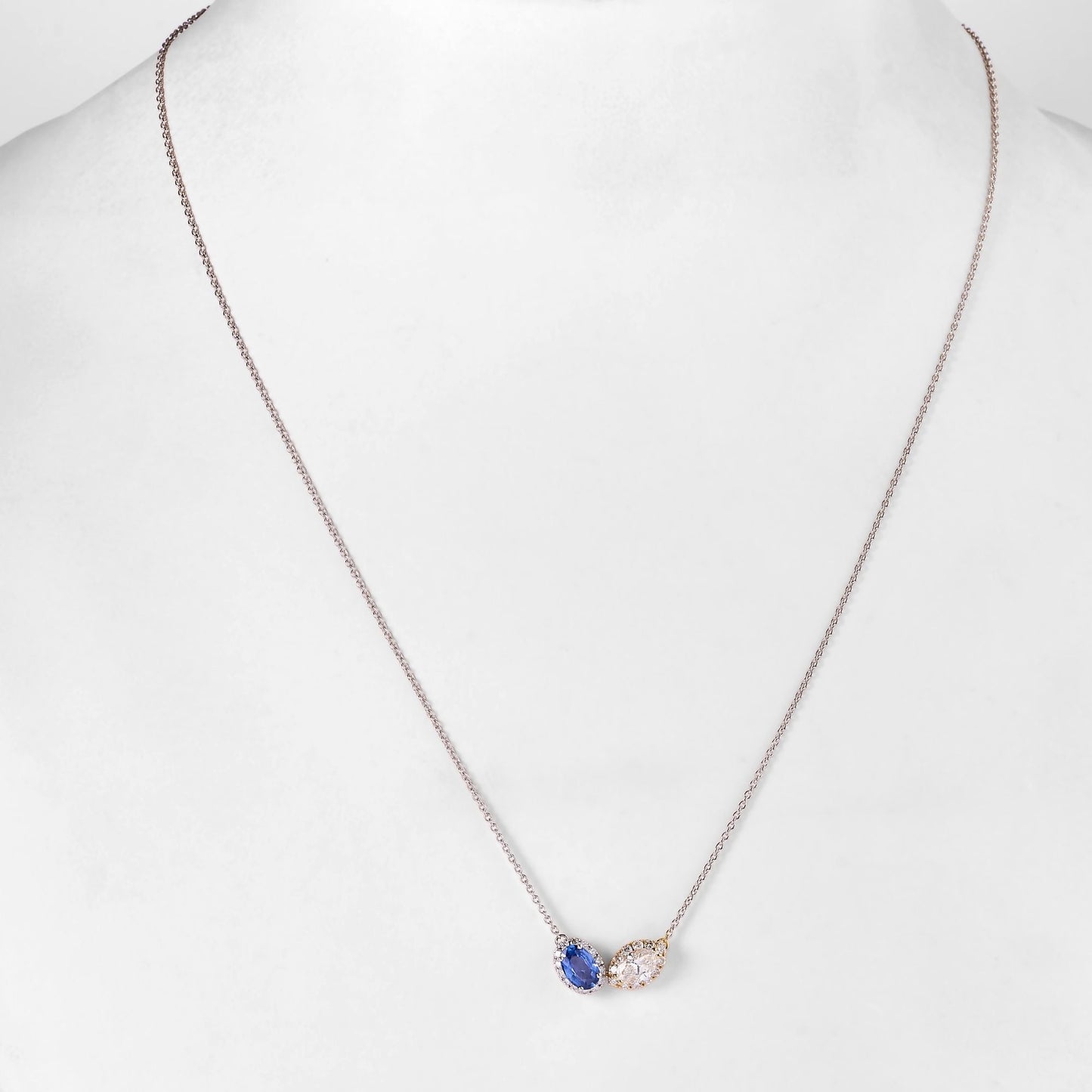 Natural Sapphire Diamond Two-Stone Necklace