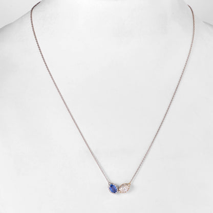 Natural Sapphire Diamond Two-Stone Necklace