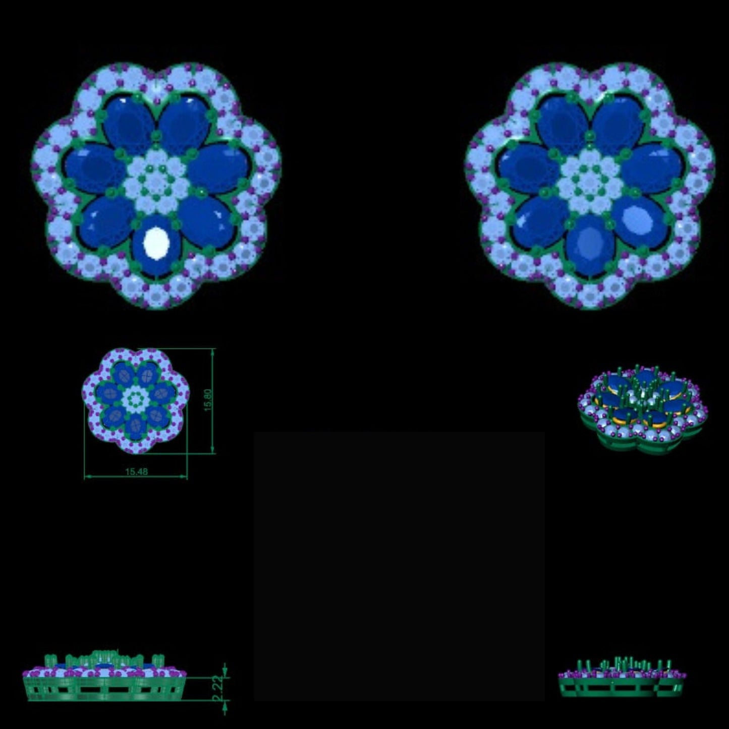 Blue Sapphire Diamond Bloom Stud Earrings