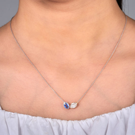 Natural Sapphire Diamond Two-Stone Necklace
