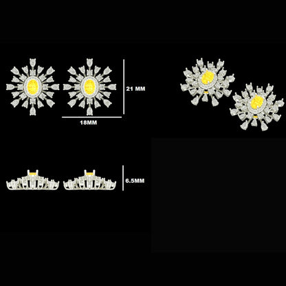 Oval Diamond Sunburst Stud Earrings