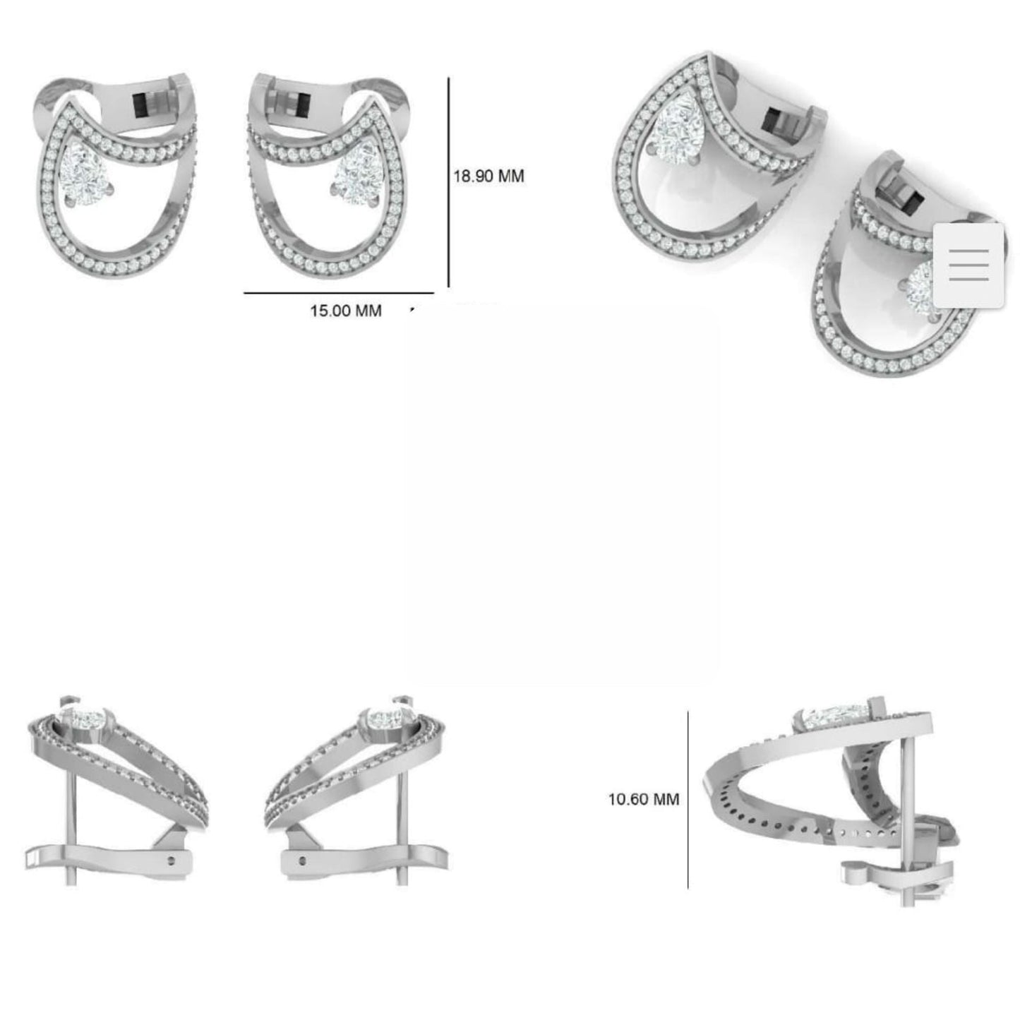 Pear Diamond Huggie Hoop Earrings