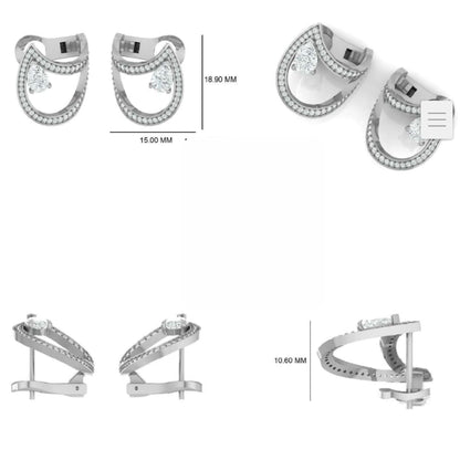 Pear Diamond Huggie Hoop Earrings