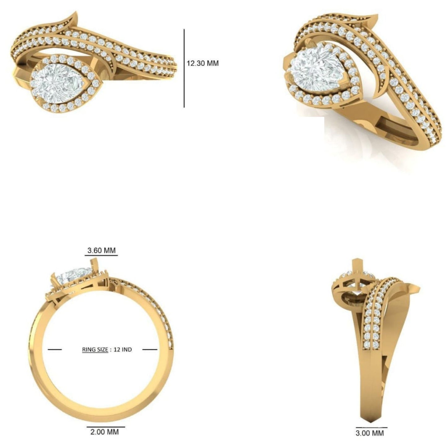 Pear Halo Natural Diamond Ring