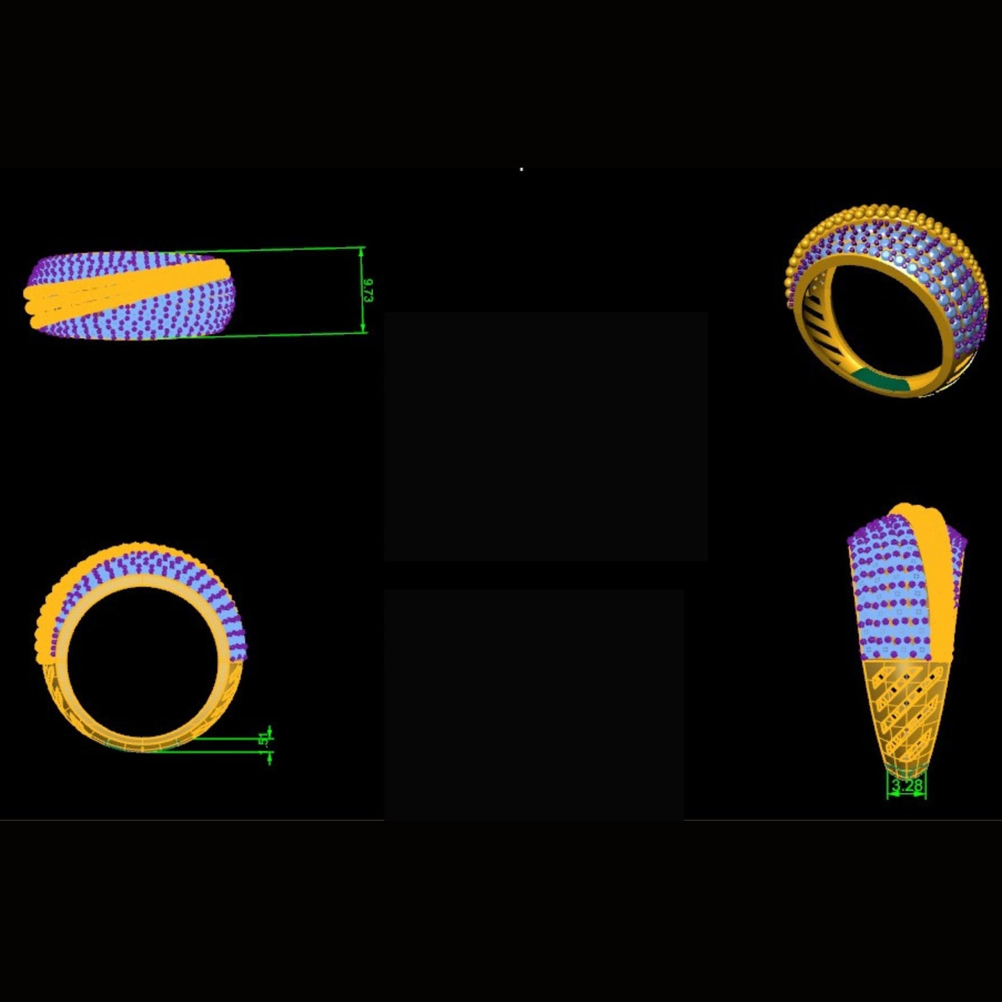 Pave Lattice Natural Diamond Broad Ring